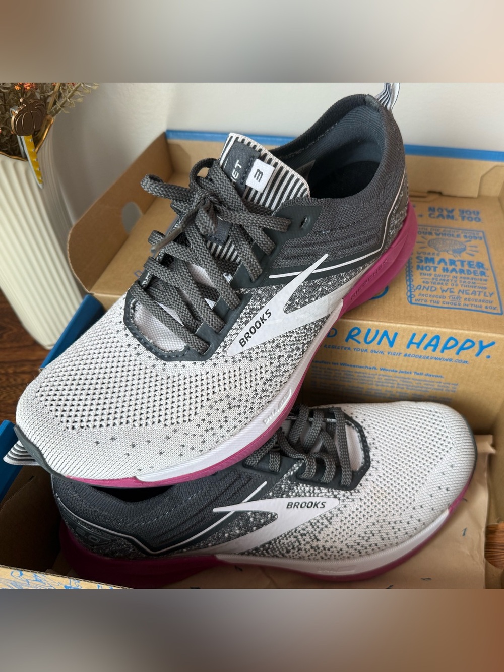Brooks Women’s Athletic Shoes - White, Black & Pink - worn once